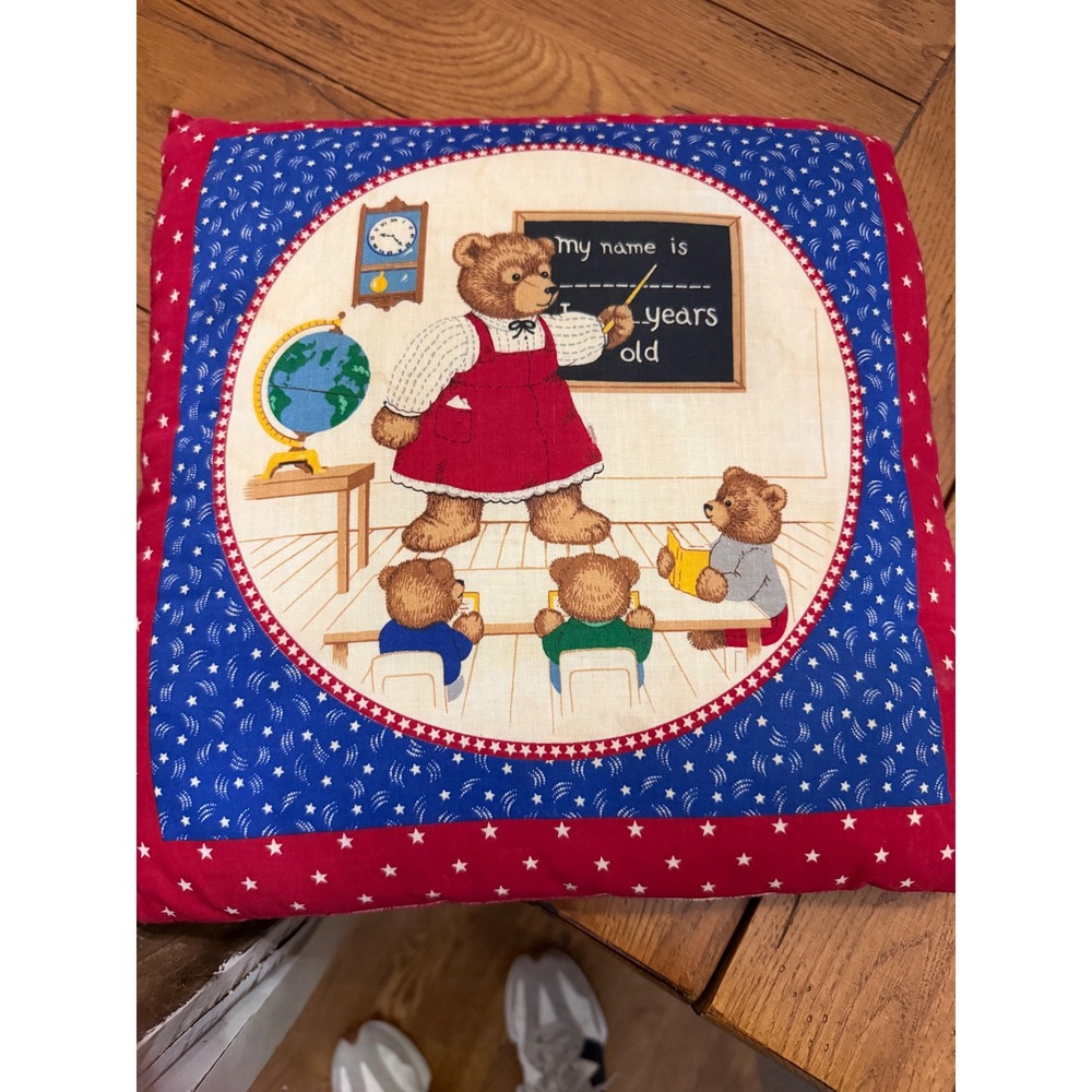 Vintage paddington bear  Quilted Pillow Teacher Safari Scene American‎